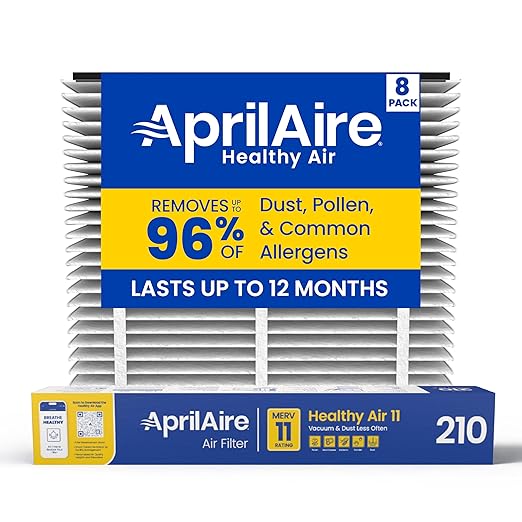 AprilAire 210 Replacement Filter for AprilAire Whole House Air Purifiers - MERV 11, Clean Air & Dust, 20x25x4 Air Filter (Pack of 8)
