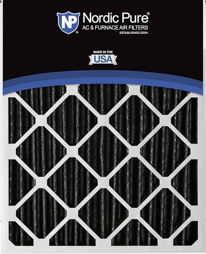 Nordic Pure 16x24x2 (Actual Size: 15 1/2 x 23 1/2 x 1 3/4) Pure Carbon Pleated Odor Reduction Merv 8 Furnace Filters 3 Pack