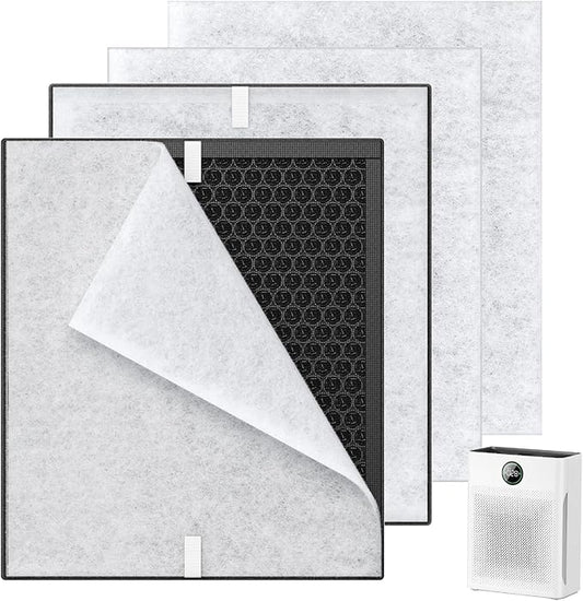 2 Pack PR1 Replacement Filter for Mooka Mode PR1 Air Purifier, H13 True HEPA Filter for Home Large Room up to 2200sq.ft, includes 4pcs Washable Pre Filter Removes Pollen Dander Smoke Pet Hair Dust