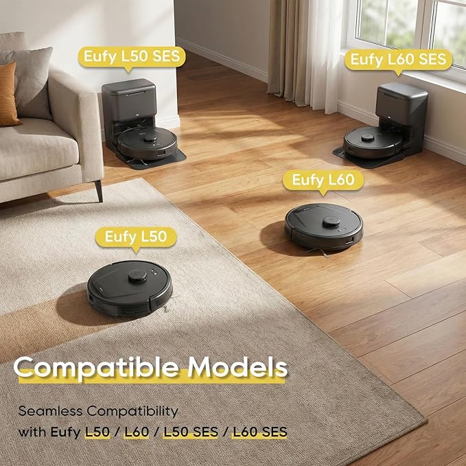 L50 L60 Parts Compatible for Eufy L50 / L60, L50 SES (4000Pa), L60 SES, L60 Hybrid SES (5000Pa), G50 Hybrid Vacuum Replacement Accessories Kit, 1 Roller Brush, 6 Filters, 6 Side Brushes, 1 Clean Tool