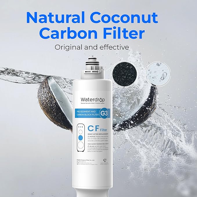 Waterdrop G3-N1CF Filter, Replacement for Waterdrop G3-W & G3P600 & G3P800 Reverse Osmosis System, 6-month Lifetime