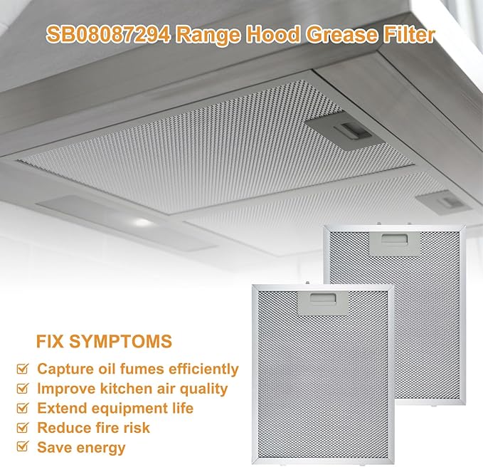 SB08087294 Range Hood Grease Filters Replacement For Broan Kenmore Range Hood Vent Filter RM523004 RM524204-2 Pack 11.73 x 9.4 x 0.39 Inches