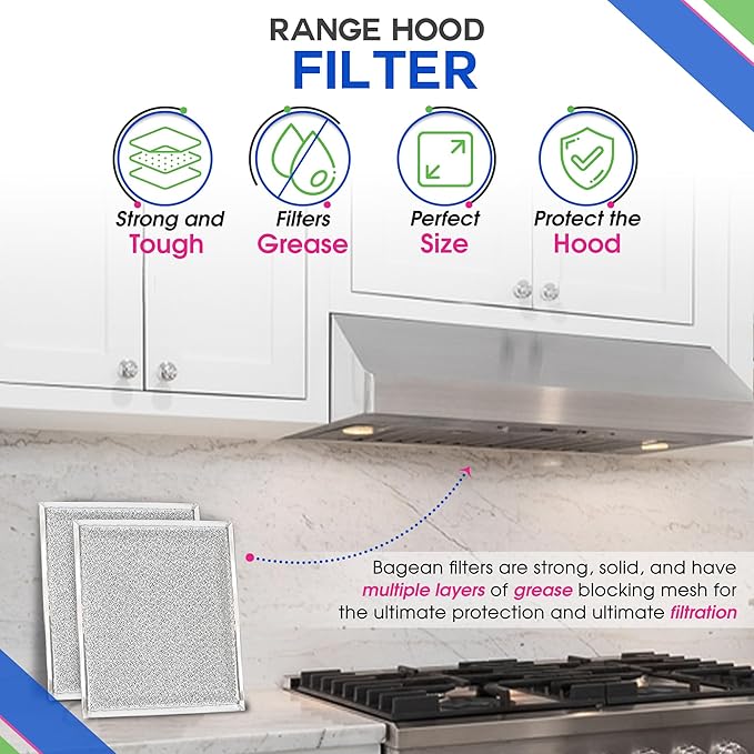 Bagean Stove Hood Vent Filter 10.5" x 8.75" 97006931 Compatible with Broan Range Hood Filter Replacement BP29 - Fit's Nutone Kitchen Exhaust Fan Filters - Blocks Grease & Filters Oven Air (1-Pack)
