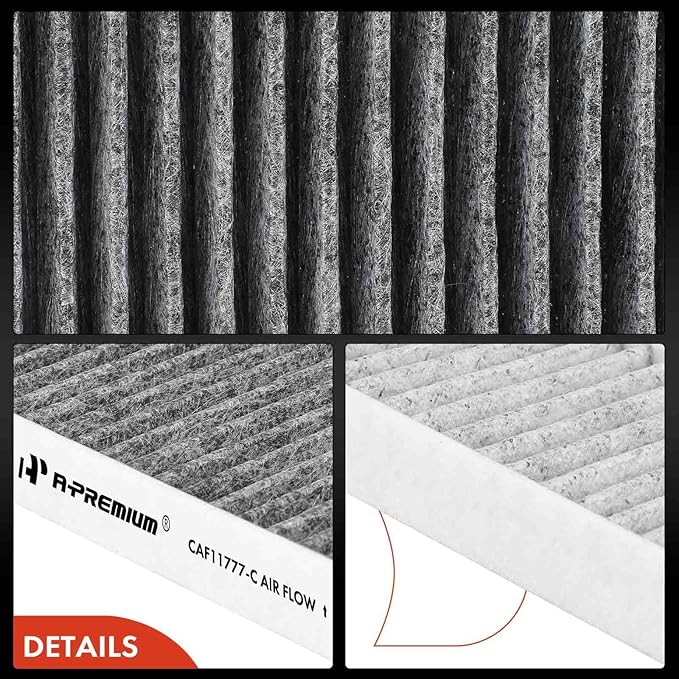 A-Premium 2-PC Cabin Air Filter with Activated Carbon Compatible with Jeep Models - Wrangler 2011 3.6L, Wrangler 2012-2017 3.8L, Wrangler JK 2018 3.6L
