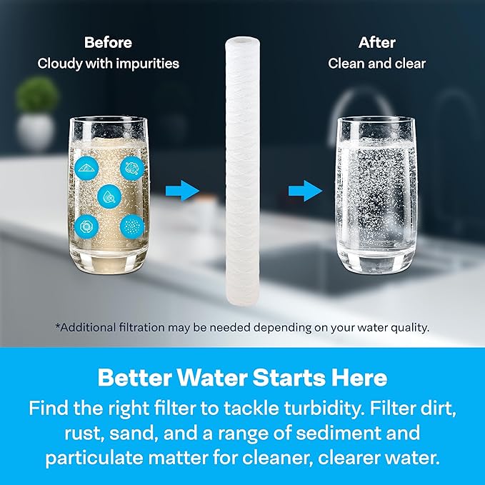 SpiroPure SP-CW10-20 20x2.5 10 Micron String-Wound Polypropylene Sediment Water Filter Cartridge SWC-25-2010 (Case of 20)
