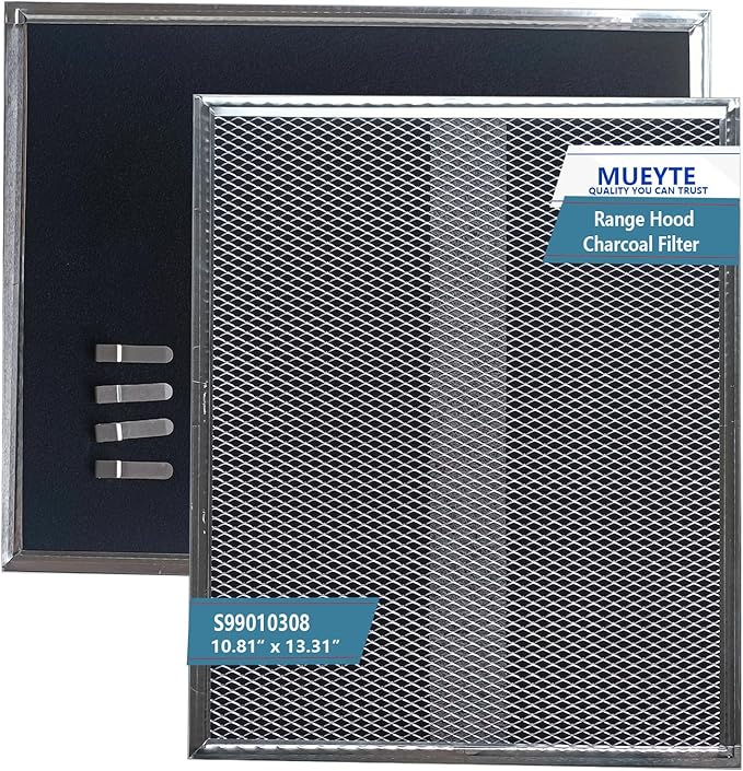 S99010308 WB02X10707 Range Hood Charcoal Filter Compatible with Broan Nu-Tone BPSF30 QS WS And GE WB02X10707 S-ears NON-Ducted Carbon Replacement Filters Range Hood Filter Size 10.8" X 13.3" 2 Pack