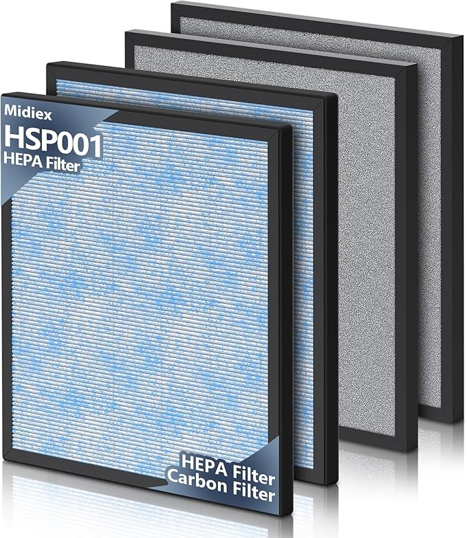 2 Sets HSP001 Filter Replacements for HATHASPACE HSP001 Smart Air Purifier, 4 Stage Filtration of H13 True HEPA Filter and Activated Carbon Pre-Filter