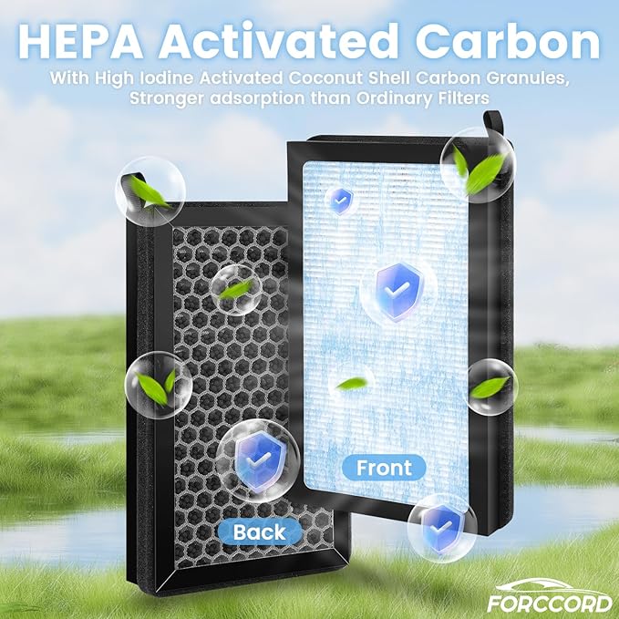 6-Pack HEPA Cabin Air Filter Fits for Tesla Model Y 2020-2025 2026, Model Y 2025 2026 Refresh Juniper Launch Activated Carbon Cabin Intake Filter Replace#165837500A 165837600A Car Accessories