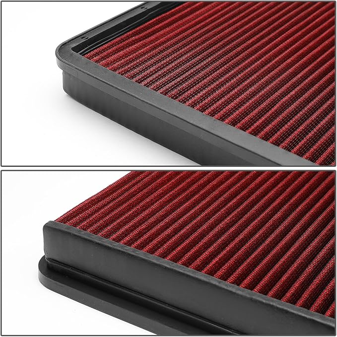 DNA Motoring AFPN-140-RD Clean Air Washable Drop In Panel Air Filter [Compatible with 09-17 F-150/09-16 F-250 F-350/09-15 F-450/09-15 F-550 SD / 07-17 Expedition / 07-17 Navigator ]