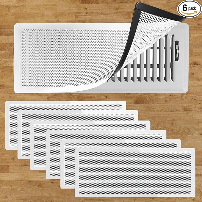 6 PCS White Magnetic Vent Covers- 4x10 Magnetic Air Vent Covers with Mesh Screen for Floor/Wall/Ceiling Registers-Easy to Install, Secure Fit, Durable Design-White