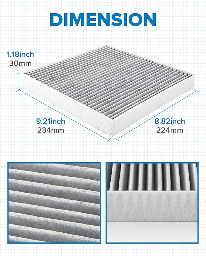 PHILTOP Cabin Air Filter w/Activated Carbon, Compatible with CF10134 Honda Civic, CR-V, Accord, Pilot, Odyssey, Passport, Ridgeline, Accord Crosstour, Crosstour, Acura MDX, RDX, TLX, TL, TSX, ILX, RL