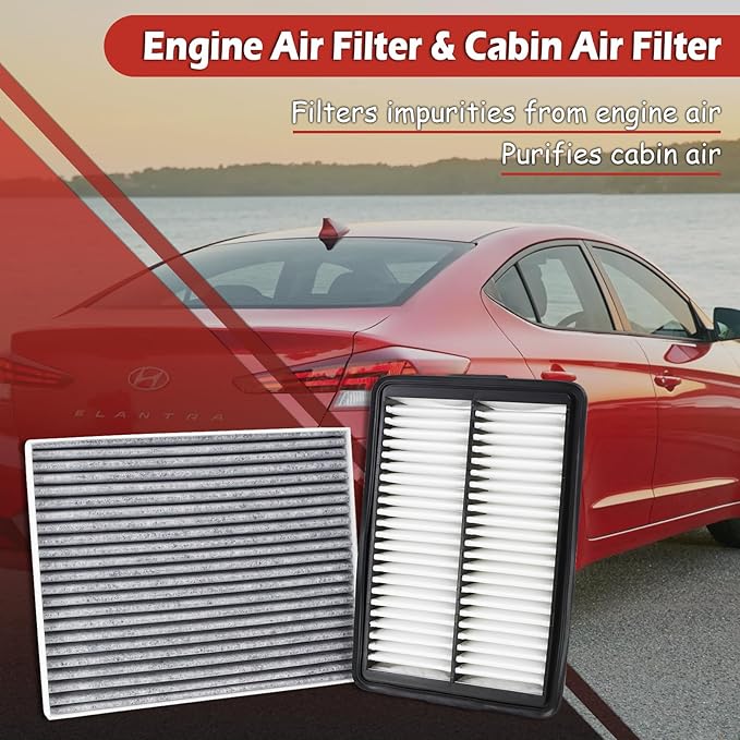 28113-F2000 Engine Air Filter and 97133-F2000 Cabin Air Filter kit Compatible with 2017-2020 Hyundai Elantra 2018-2020 Elantra GT 2019-2023 Kia Forte 2020-2023 Forte5 Replaces CA12057 CF12058