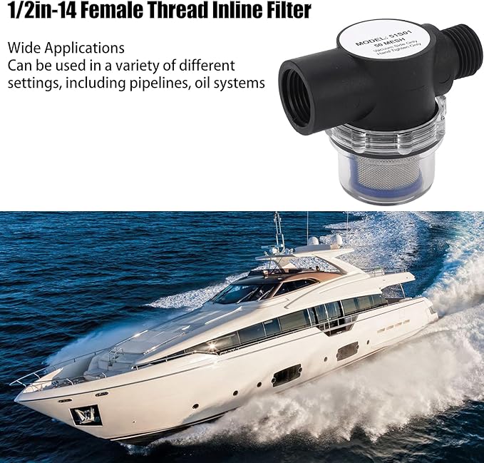 1/2 in. Water Pump Strainer 14, Effective Filtration, Easy to Install, Female Threaded Inline Filter, Plastic Construction for Oil System