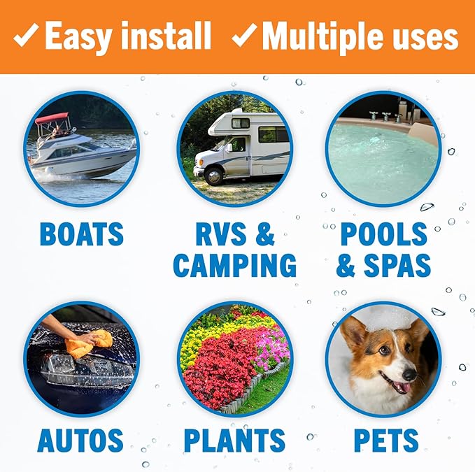 Better Boat Inline RV Water Filter, NSF Certified, Marine Grade, for Hose, Campers, and Garden, Includes Flexible Protector