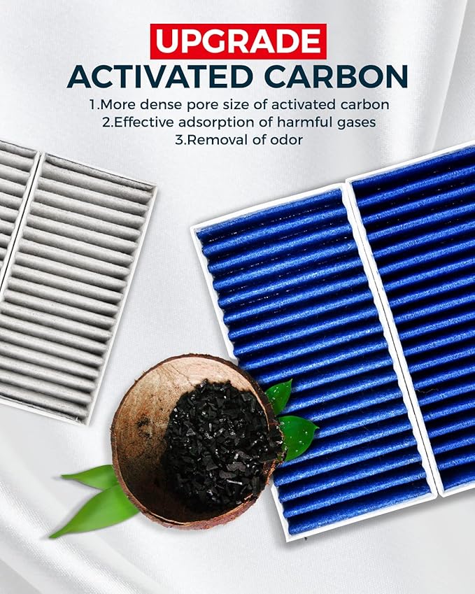 KAX Premium Cabin Air Filter with Dual Active Carbon, CF11777 Replacement for Jeep Wrangler 2011-2017, Wrangler JK 2018, Strong Adsorption Passenger Compartment Air Filter Filter Up Dust Pollen Odor