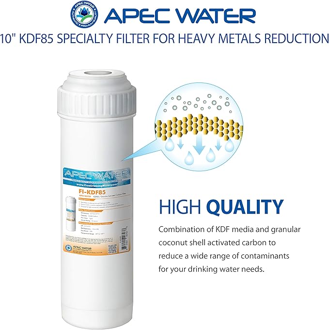 APEC Water Systems FI-KDF85 Iron and Hydrogen Sulfide Reduction Specialty Water Filter, 2.5"x10