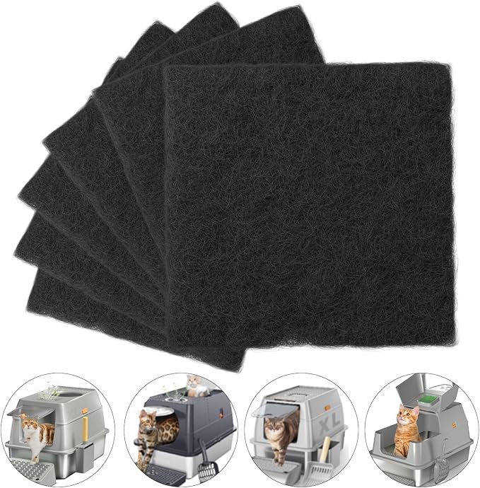 6Pcs Litter Box Filters Replacement for All Brand Stainless Steel Litter Box, Size 4 x 4inch Random DIY, Odor Control