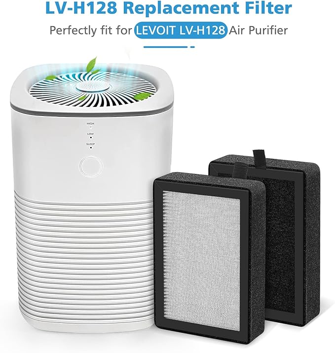 6 Pack LV-H128 Replacement Filter Compatible with LEVOIT LV-H128 / PUURVSAS (HM669A) / ROVACS (RV60) Air Purifiers, 3-IN-1 Filter for LV-H128-RF Replacement Filter