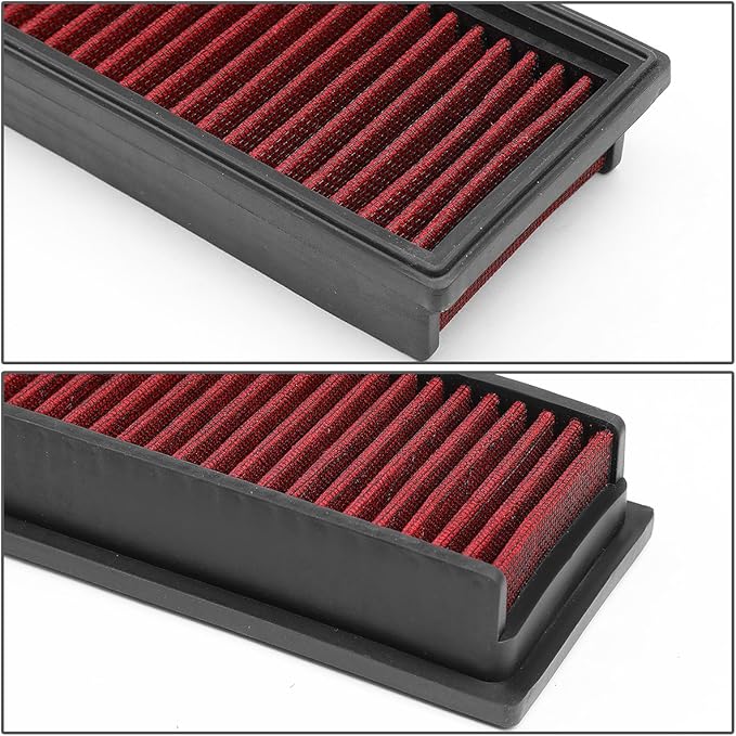 DNA Motoring AFPN-132-RD Clean Air Washable Drop-in Panel Air Filter [Compatible with 14-17 Mitsubishi Lancer 2.0L, 2.4L Non Turbo / 13-19 Outlander & Outlander Sport / 07-08 Grandis]