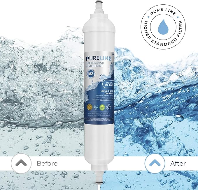 Pureline GXRTQR Inline Water Filter Replacement. Compatible with GE GXRTQR and GXRTQ. (3 Pack)