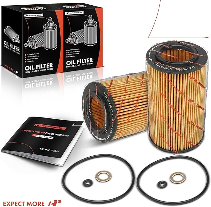 A-Premium 2-PC 10K Miles Protection Oil Filter Compatible with Hyundai Sonata 2006-2010, Santa Fe/Azera 2007-2009, Veracruz 2007-2012, Entourage 2007-2010 & Kia Sorento 2007-2009, Sedona, Amanti