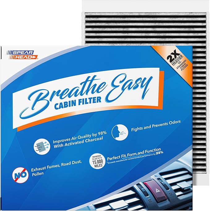Spearhead Odor Defense Breathe Easy AC & Heater Cabin Filter | Fits 2015-2025 Mustang Like OEM | Up to 25% Longer Lasting w/Activated Carbon (BE-152)