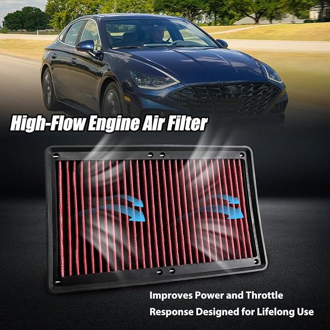 RYANSTAR RACING High-Flow Engine Air Filter 33-5108 Compatible with Hyundai KIA Washable and Reusable Improves Power and Throttle Response Designed for Lifelong Use
