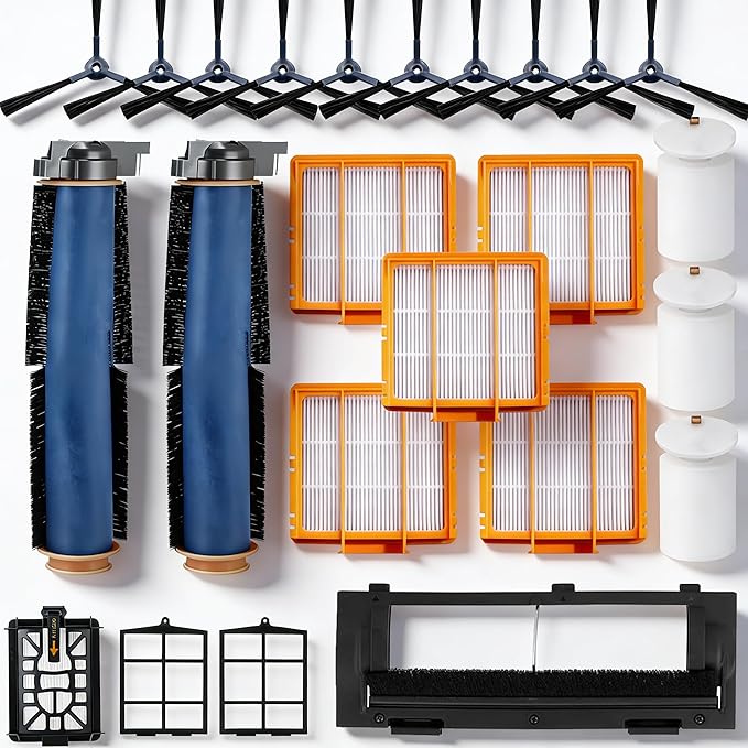 Replacement Parts Accessories Kit for Shark AI AV2501AE RV2502AE RV2610WA RV2520 ; 2 Main Brushes,1 Roller Cover,5 Filters Hepa,3 Foams,2 Primary Filter,10 Side Brushes,1 Base Filter
