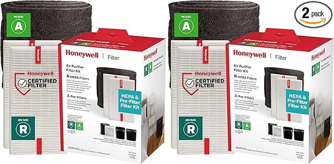 Honeywell HEPA Air Purifier Filter Value Kit – Includes 2 R HEPA Filters and 1 A Pre-Filter Roll with Cutting Template (Pack of 2)