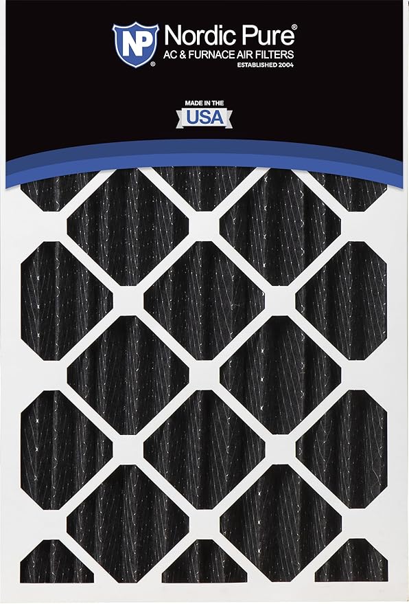 Nordic Pure 16x20x4 (Actual Size: 15 1/2 x 19 1/2 x 3 5/8) Pure Carbon Pleated Odor Reduction Merv 8 Furnace Filters 2 Pack