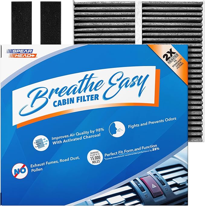 Spearhead Odor Defense Breathe Easy Cabin Filter | Fits Altima, Maxima, Murano, Sentra, FX35, FX45, G35, Eclipse Cross, Lancer, Outlander | Up to 25% Longer Lasting w/Activated Carbon (BE-140)