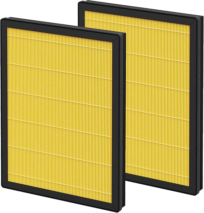 2 Packs HAP602 Pet Care Filter for Ecoself HAP602/ HAP602WF Air Cleaner Purifier, 3-Stage Filtration Repacement, Yellow