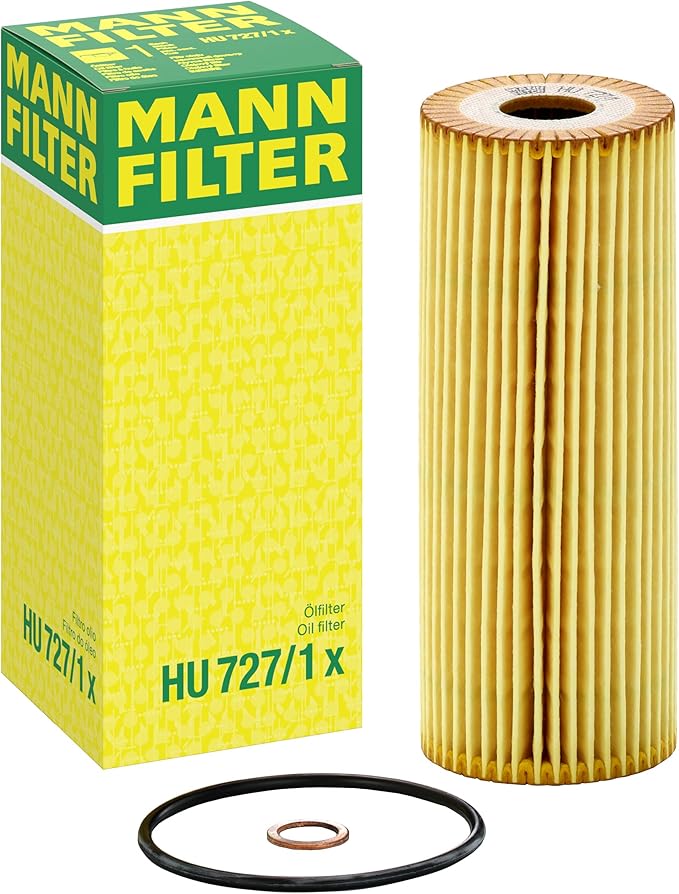 Mann Filter HU 727/1 x Cartridge Oil Filter Replacement with Oil Drain Plug Gasket Compatible With Mercedes-Benz 300CE (1990-1993), 300E (1993), 300SE (1992-1993), 300SL (1990-1993), 300TE (1993)