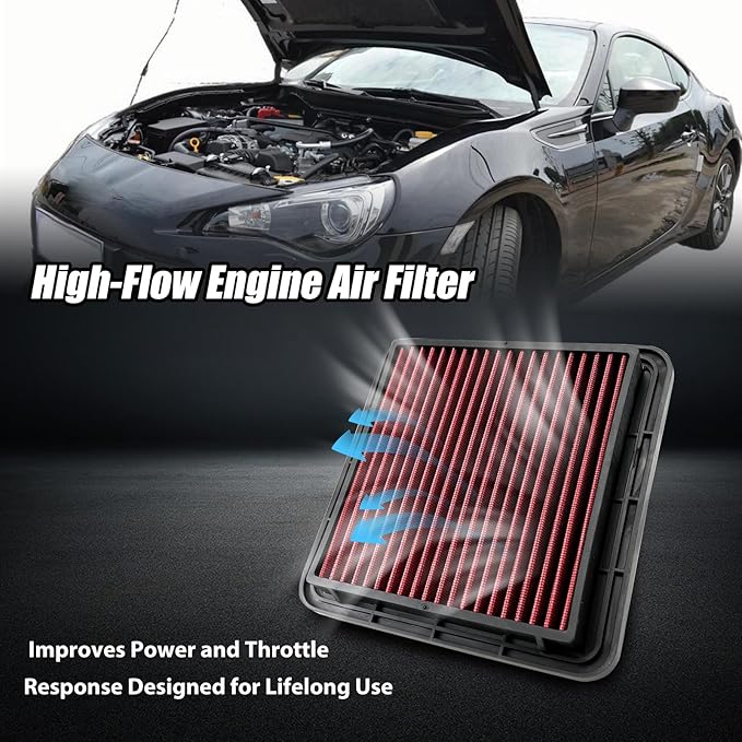 RYANSTAR RACING High-Flow Engine Air Filter 33-2304 Compatible with Subaru 2003-2021 Washable and Reusable Improves Power and Throttle Response Designed for Lifelong Use