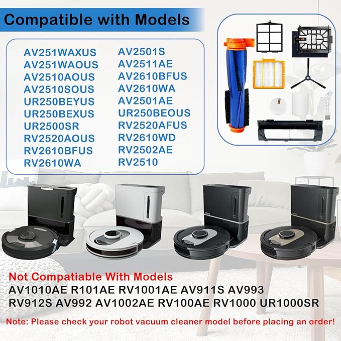 Replacement Parts for Shark AV2501S AV2501AE AV2511AE RV2502AE AV2510AOUS RV2520AOUS RV2610WA RV2610WD Accessories Kit with Main Brush,Roller Cover,Side Brush,Filters,Primary Filter,Foam Filters