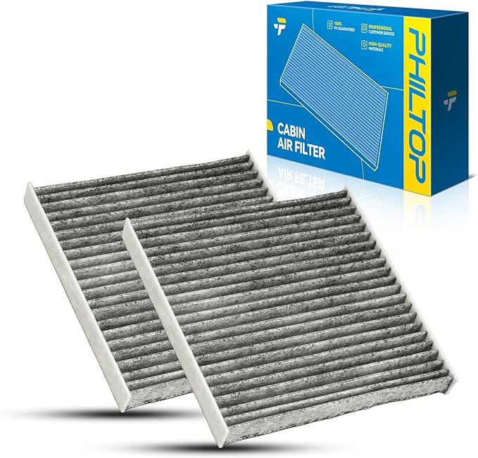 PHILTOP Cabin Air Filter w/Activated Carbon, Compatible with CF11766 Mitsubishi Mirage 2014-2015 2017-2024, Mirage G4 2017-2024, Filter Up Dust Pollen Odor, Pack of 2