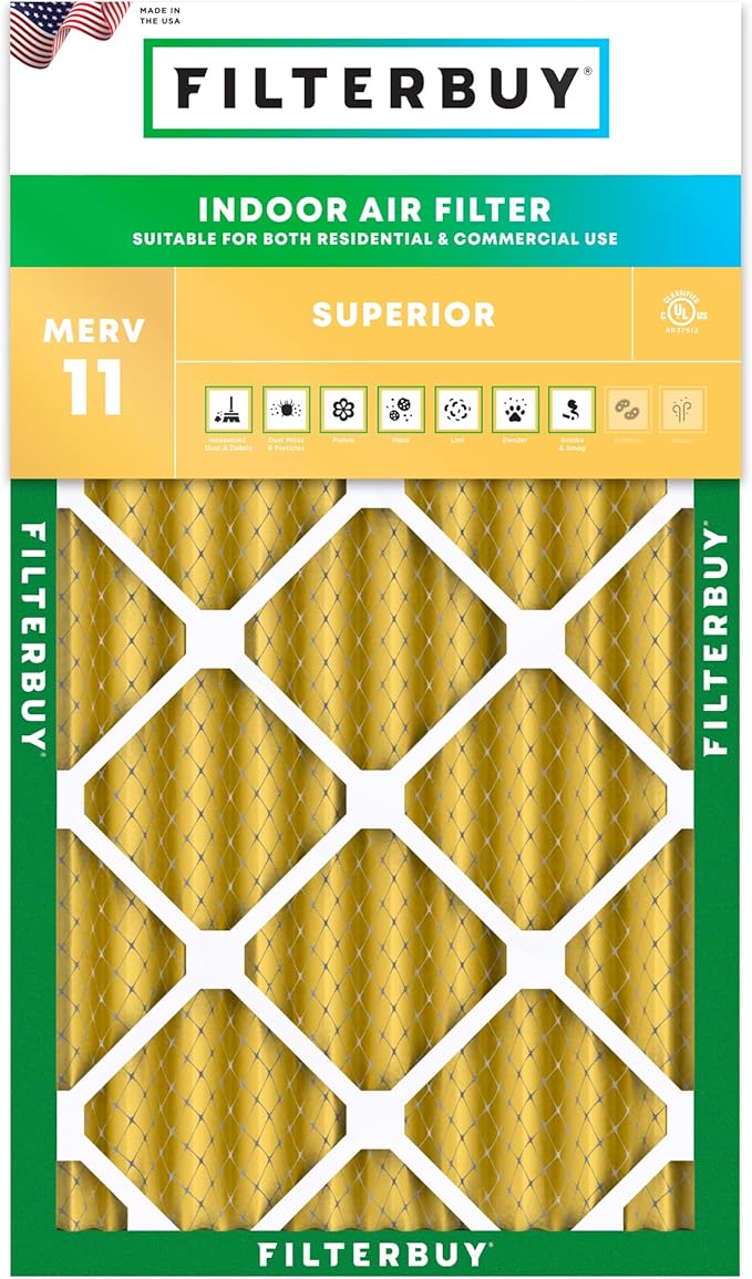 Filterbuy 12x24x4 Air Filter MERV 11 Superior Pet & Allergy Defense (1-Pack), Electrostatic Pleated HVAC AC Furnace Filters Replacement (Actual Size: 11.50 x 23.38 x 3.63)
