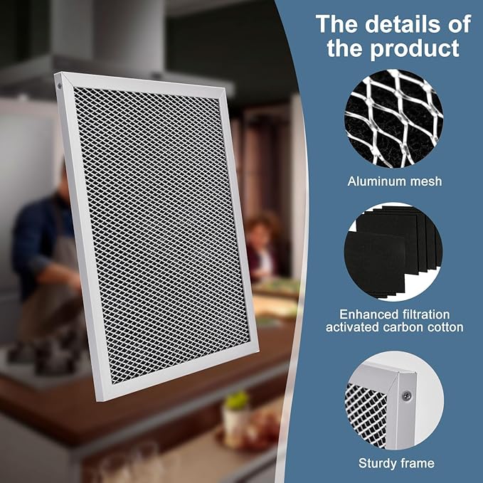97007696 Range Hood Filters 2-Pack - 10.5"x8.94"x0.35" Stainless Steel Frame Universal Replacement for Grease Filtration (Stainless steel)