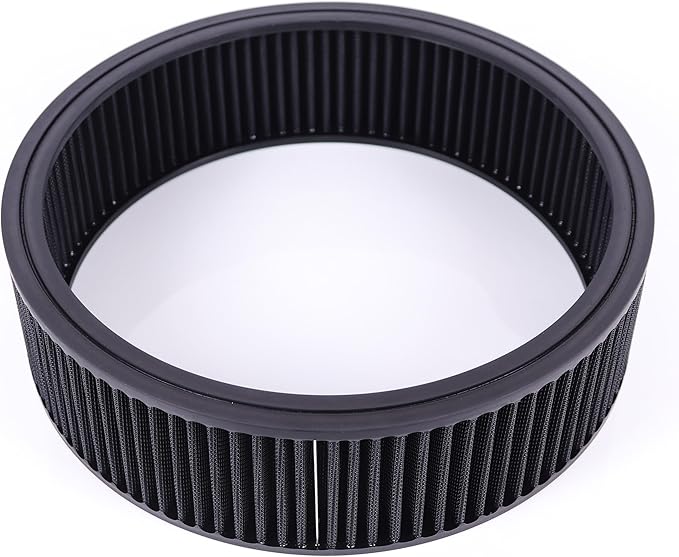 14"x4" Air Cleaner Air Filter Element Round Replacement Washable Reusable Compatible with Chevrolet Buick Ford GMC Mopar Oldsmobile Pontiac Cotton Fiber High Flow (Black)