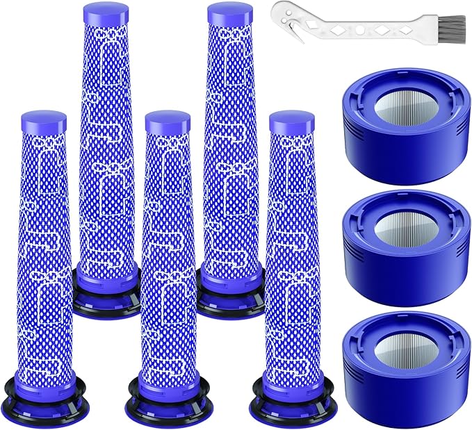 Vacuum Filter Replacement Parts Compatible with Dyson V7/V8 Animal, V8 Absolute & SV10 Cordless Vacuum Cleaners, Replaces Part # 965661-01 & 967478-01