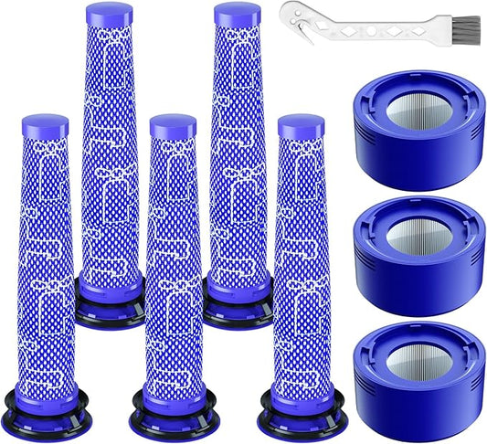 Vacuum Filter Replacement Parts Compatible with Dyson V7/V8 Animal, V8 Absolute & SV10 Cordless Vacuum Cleaners, Replaces Part # 965661-01 & 967478-01