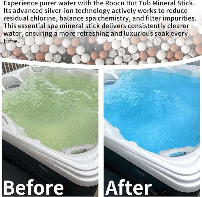 Hot tub Mineral Stick - hot tub Mineral Stick Inserts Filter Cartridge for 8 Months of Continuous Use - Supply for Fresh, Crystal Clear Hot Tubs （Grey, 2-Pack）