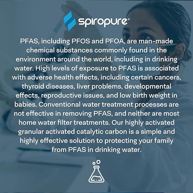 SpiroPure SP-WH200 Advanced 2-Stage Whole House Water Filter, Sediment and Catalytic Carbon Filter Cartridges, Chlorine Reduction for The Home, City or Well Water