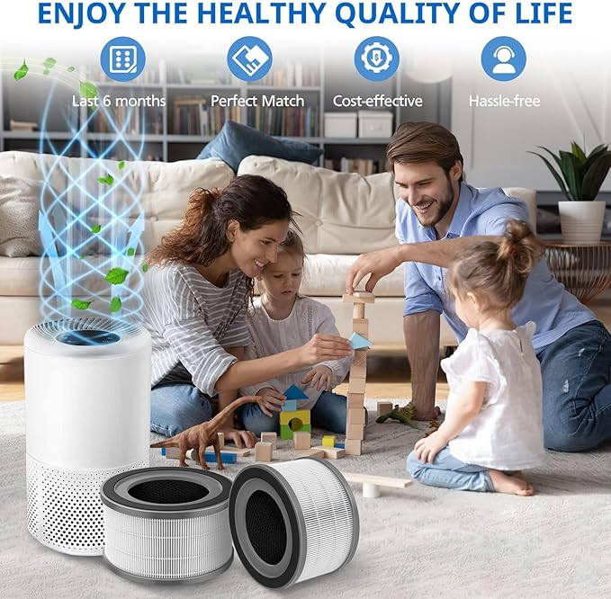 2 Pack Vista 200 Replacement Filter Compatible with LEVOIT Vista 200 Air Puri-fier, 3-in-1 H13 True HEPA Filter, High-Efficiency Activated Carbon Filter, Vista200-RF