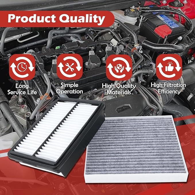 28113-F2000 Engine Air Filter and 97133-D1000 Cabin Air Filter kit Compatible with 2018-2023 Hyundai Kona 2019-2021 Veloster 2020-2022 Kia Soul 1.6L 2.0L Replaces CA12057 CF12160
