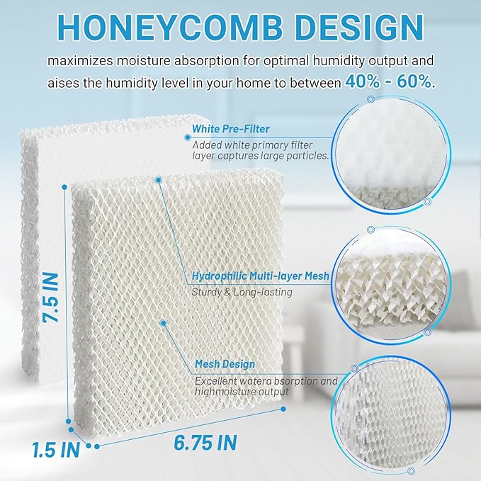 Lemige HFT600 Humidifier Filter T for Honeywell Hev615 Hev620 Top Fill Tower Humidifier, Compatible with Honeywell HFT600 Replacement Humidifier Wicking Filter T, Compare to Part HFT600T HFT600PDQ