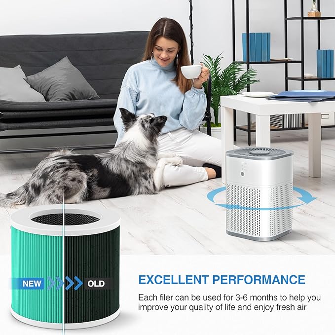 2 Pack HY1800 Replacement Filter Compatible with CHIVALZ/MORENTO/Loytio/Honeyuan/AYAFATO/IOIOW HY1800 Air Purifier, 3-in-1 Filtration, High-Efficiency Activated Carbon HY1800 Replacement Filter