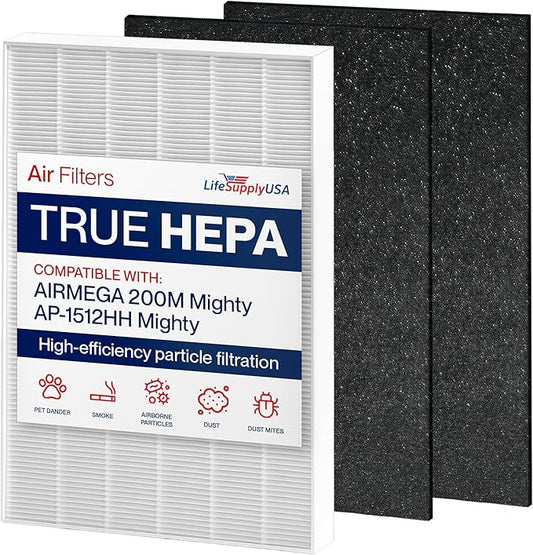 3304899 Filter Set Replacement Compatible with Coway Airmega AP-1512HH, 200M, AP-1512HHS, AP-1518R, AP-1519P -True HEPA + Activated Carbon Filters by LifeSupplyUSA (1-Pack)