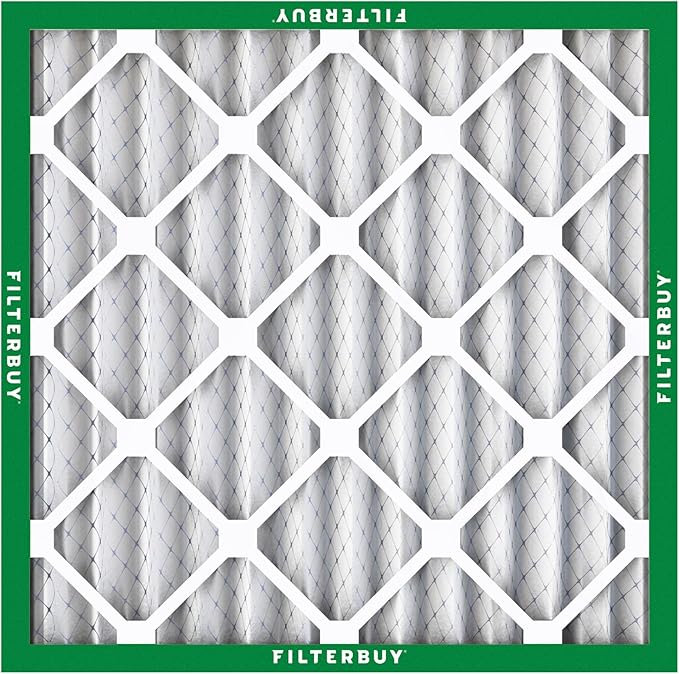 Filterbuy 25x25x2 Air Filter MERV 8 Essential Dust & Allergy Defense (3-Pack), Electrostatic Pleated HVAC AC Furnace Filters Replacement (Actual Size: 24.50 x 24.50 x 1.75)