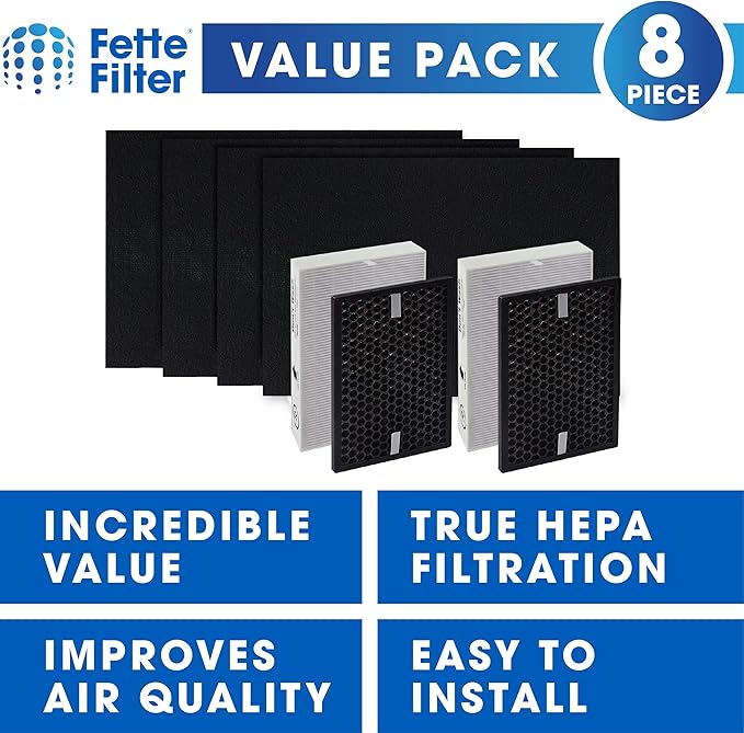 Fette Filter - HPA5200B / HPA5250 Air Purifier Replacement HEPA Filter Kit Compatible with Honeywell InSight Air Purifiers Model # HPA5200B / HPA5250, Part # HRF-R, HRFSC1, HRF-A200